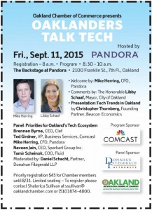 Oaklander's Talk Tech - Fri., Sept 11, 2015 presented by Oakland Chamber of Commerce